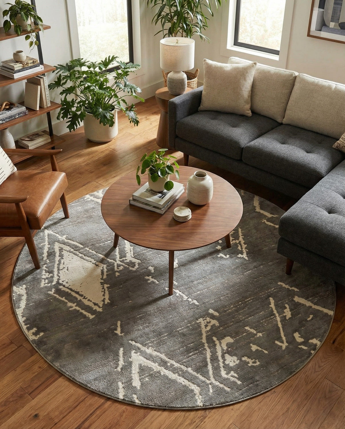 Metro Heights Collection Area Rug -  Madison Round Gray  lifestyle 147