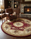 Versailles Elegance Collection Area Rug -  Louveciennes (Red) Round Red  lifestyle 36