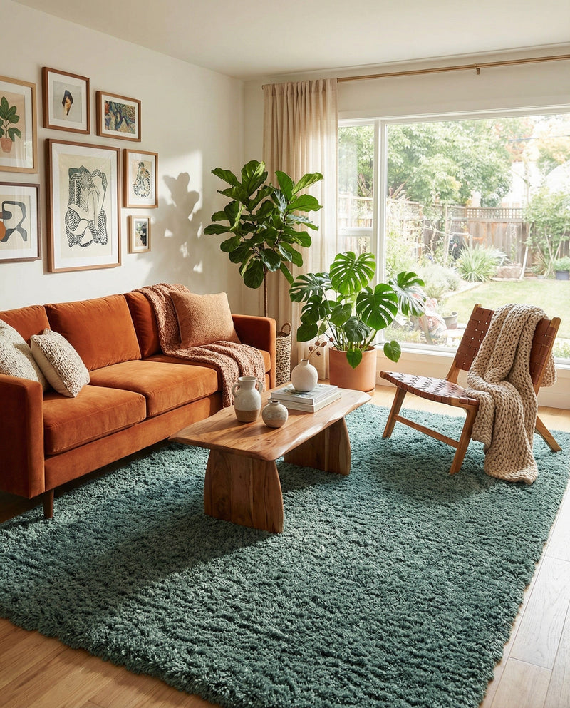 Eternal Plush Oasis Collection Area Rug -  Tranquility (Forest Green) Rectangle Forest Green  lifestyle 26