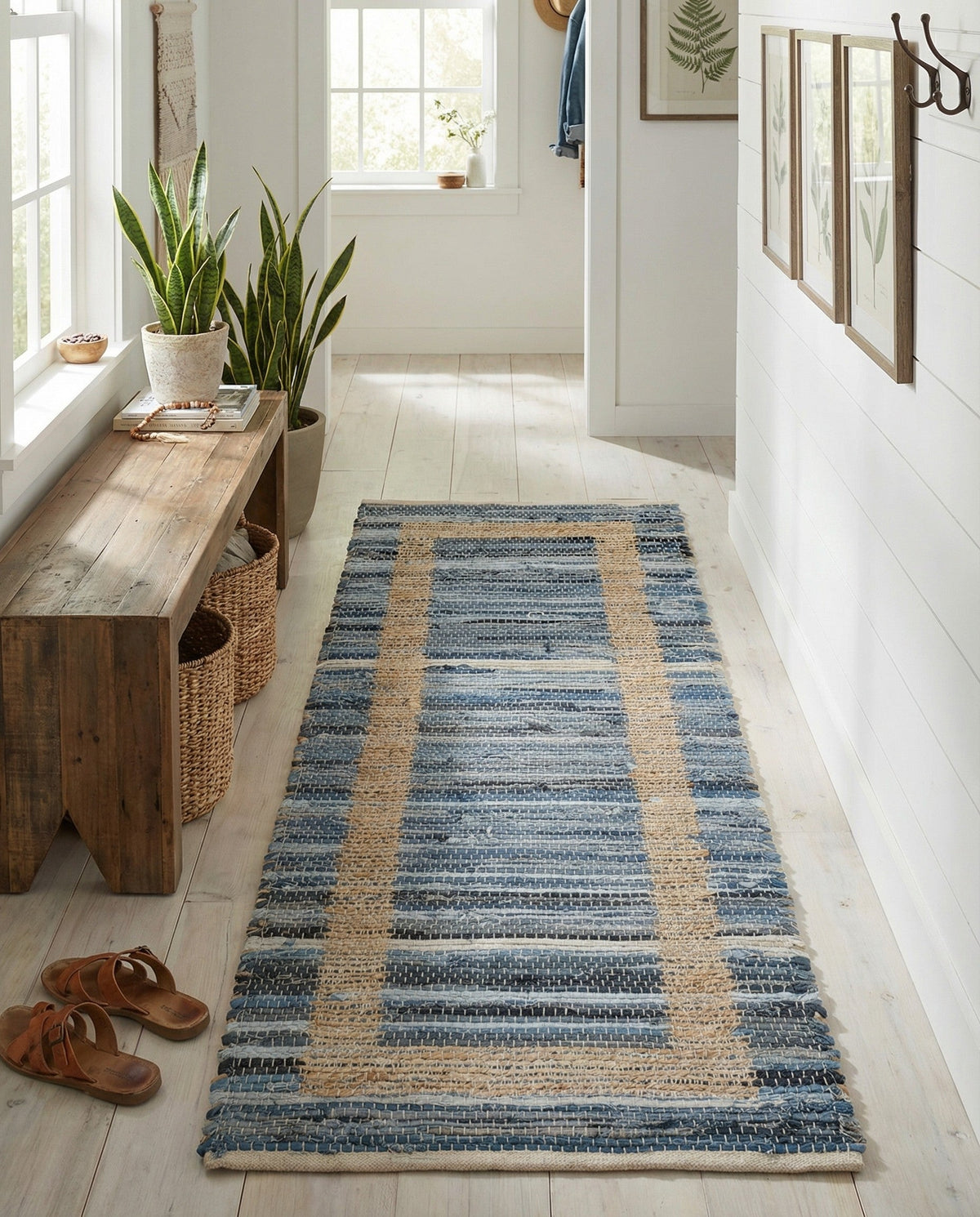 Osian Looms Collection Area Rug - Durham Runner Navy Blue  lifestyle 162