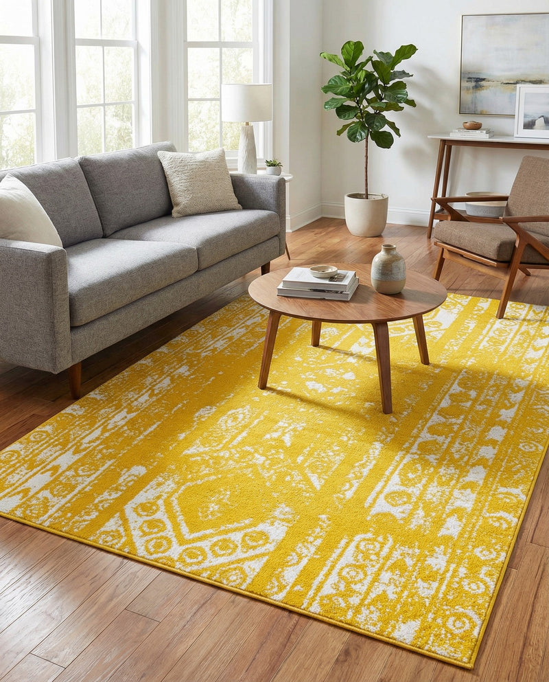 Brighton Stripes Collection Area Rug - Sussex (Yellow) Rectangle Yellow  lifestyle 7