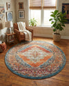 Savannah Soiree Collection Area Rug - Serengeti (Rust Red) Round Rust Red  lifestyle 52