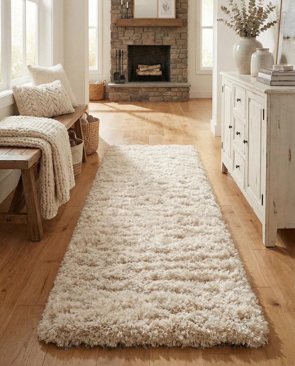 Eternal Plush Oasis Collection Area Rug -  Tranquility (Linen) Runner Linen  lifestyle 80