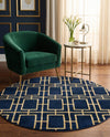 Hollywood Luxe Collection Area Rug -  Beverly (Navy Blue Gold) Round Navy Blue Gold  lifestyle 52