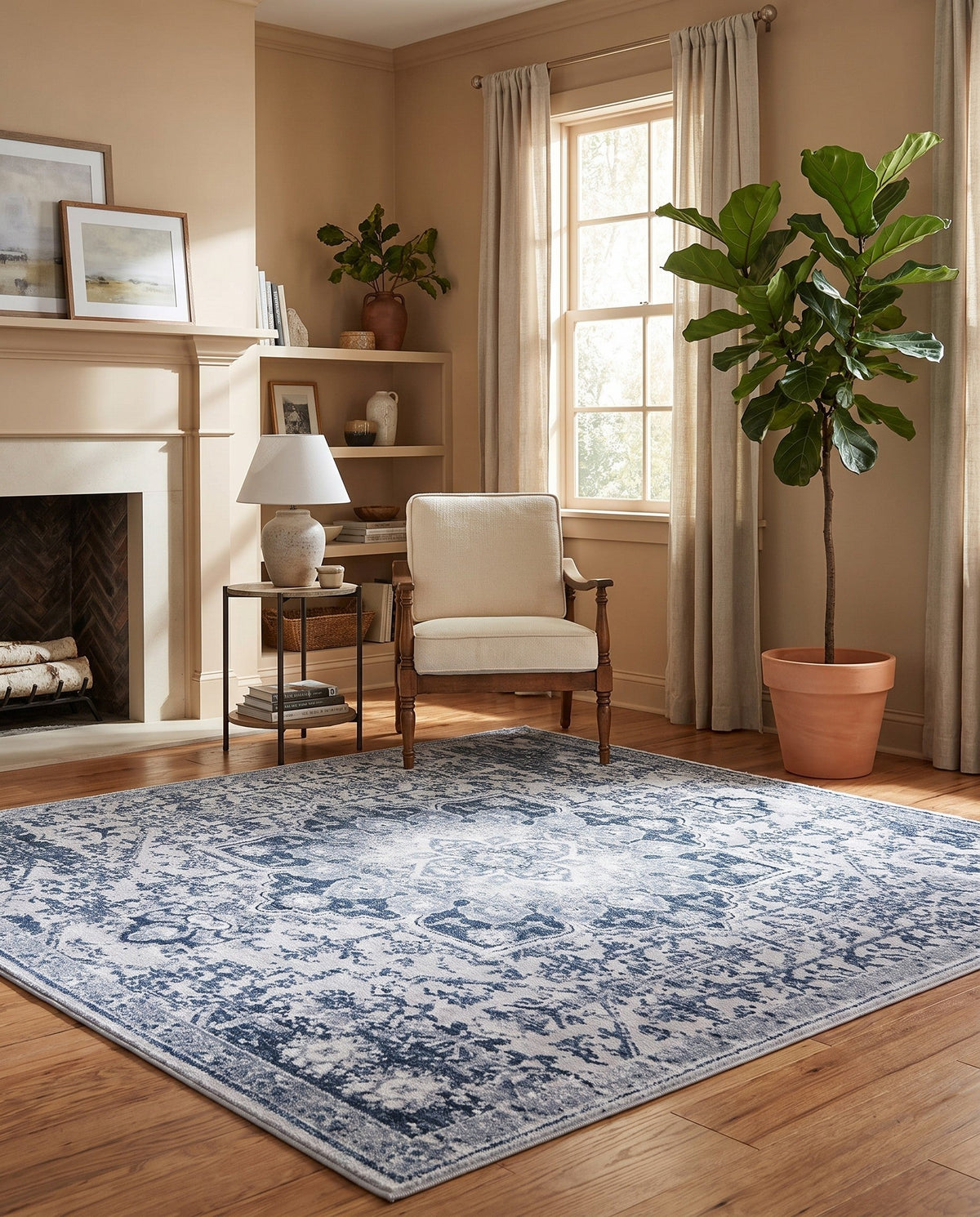 Baroque Era Collection Area Rug - Versailles (Light Gray) Square Light Gray  lifestyle 32