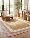 Woven Seaside Jute Collection Area Rug - Nantucket Rectangle Pink White Natural  lifestyle 26