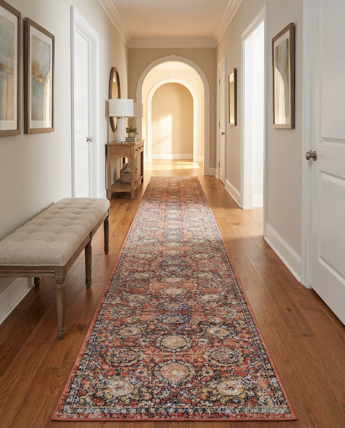 Seville Stripes Collection Area Rug -  Cordoba (Brick Red) Runner Brick Red  lifestyle 82