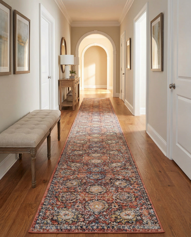 Seville Stripes Collection Area Rug -  Cordoba (Brick Red) Runner Brick Red  lifestyle 82
