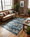 Tangier Treasures Collection Area Rug -  Marrakech Rectangle Navy Blue  lifestyle 9