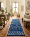 Mediterranean Lattice Collection Area Rug - Santorini (Navy Blue) Runner Navy Blue  lifestyle 62