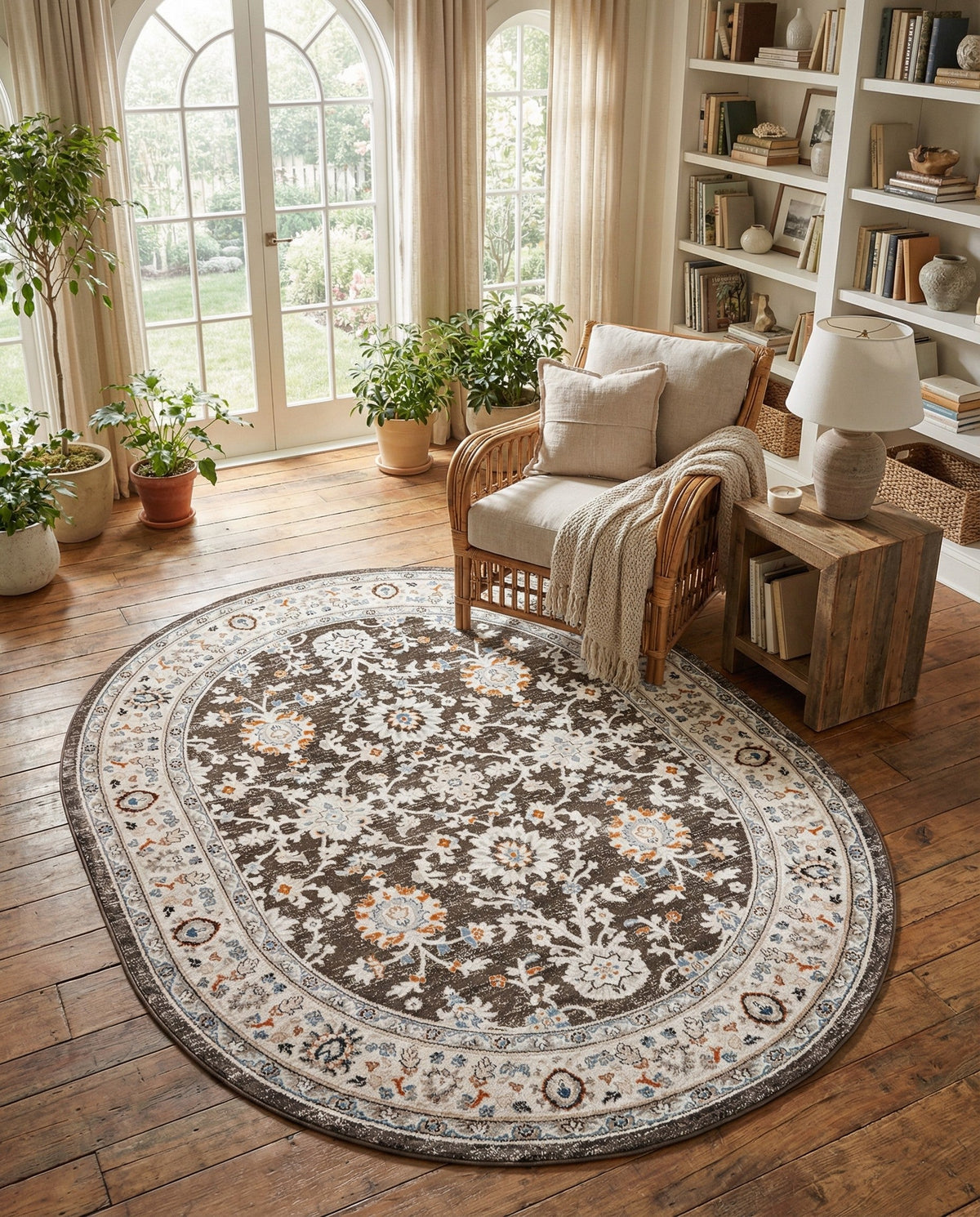 Savannah Elegance Collection Area Rug - Augusta (Fume Gray) Oval Fume Gray  lifestyle 89