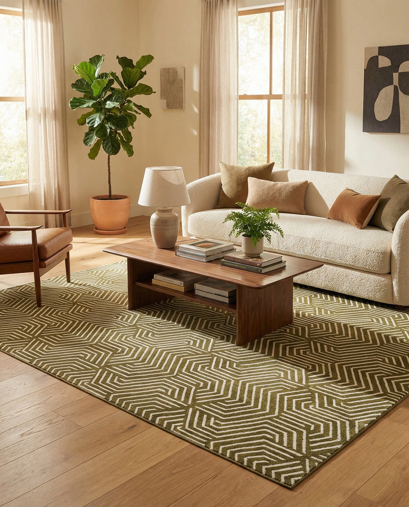 Aravalli Collection Area Rug - Udaipur Rectangle Olive Green  lifestyle 60
