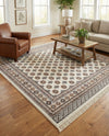 Samarkand Elegance Collection Area Rug -  Margilan (Ivory) Square Ivory  lifestyle 78