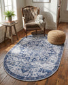 Baroque Era Collection Area Rug - Versailles (Gray Blue) Oval Gray Blue  lifestyle 72