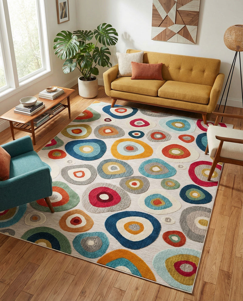 Outdoor Marrakesh Collection Area Rug -  Chefchaouen Rectangle Multi Beige  lifestyle 55