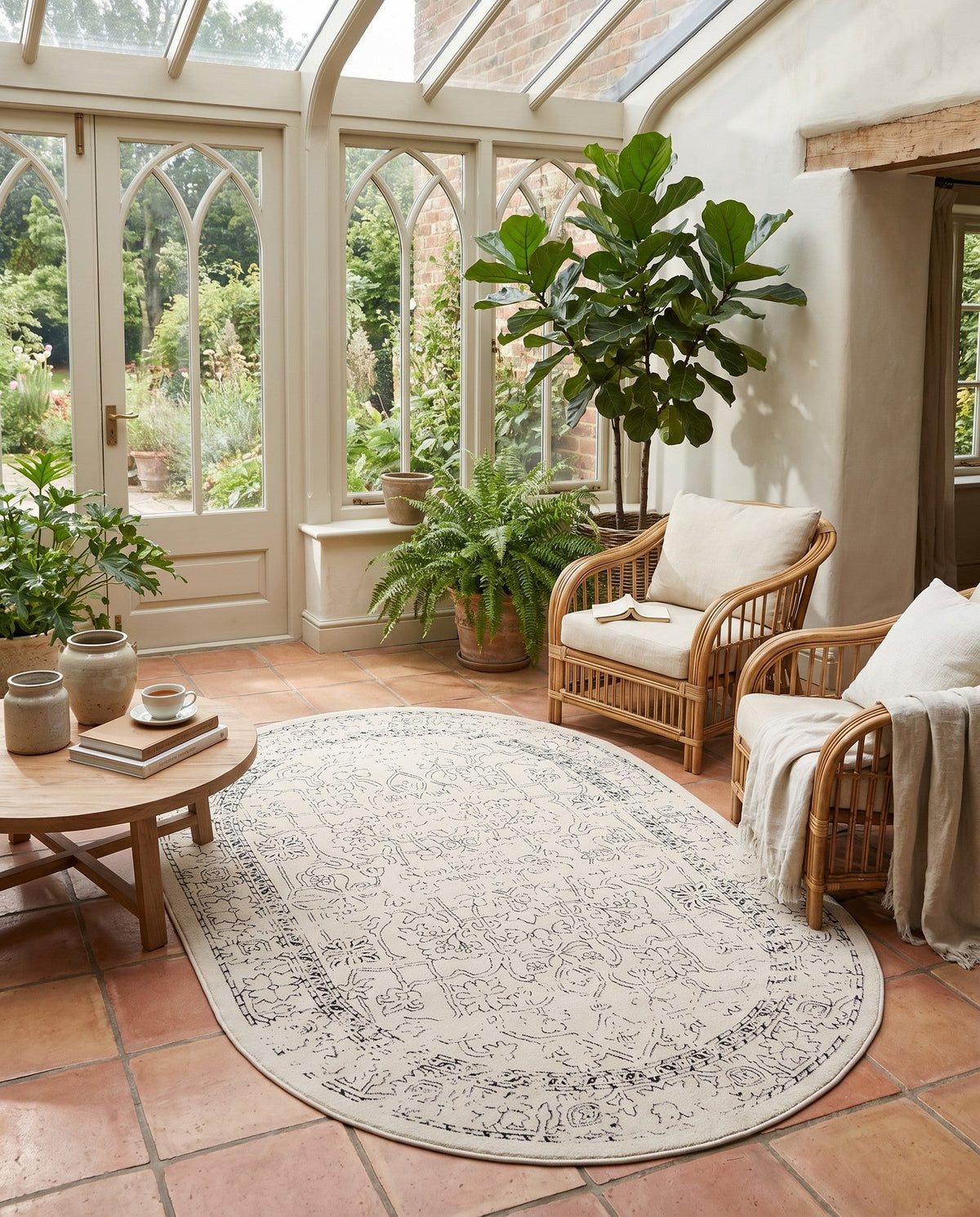 Savannah Soiree Collection Area Rug -  Everglade (White) Oval White  lifestyle 82