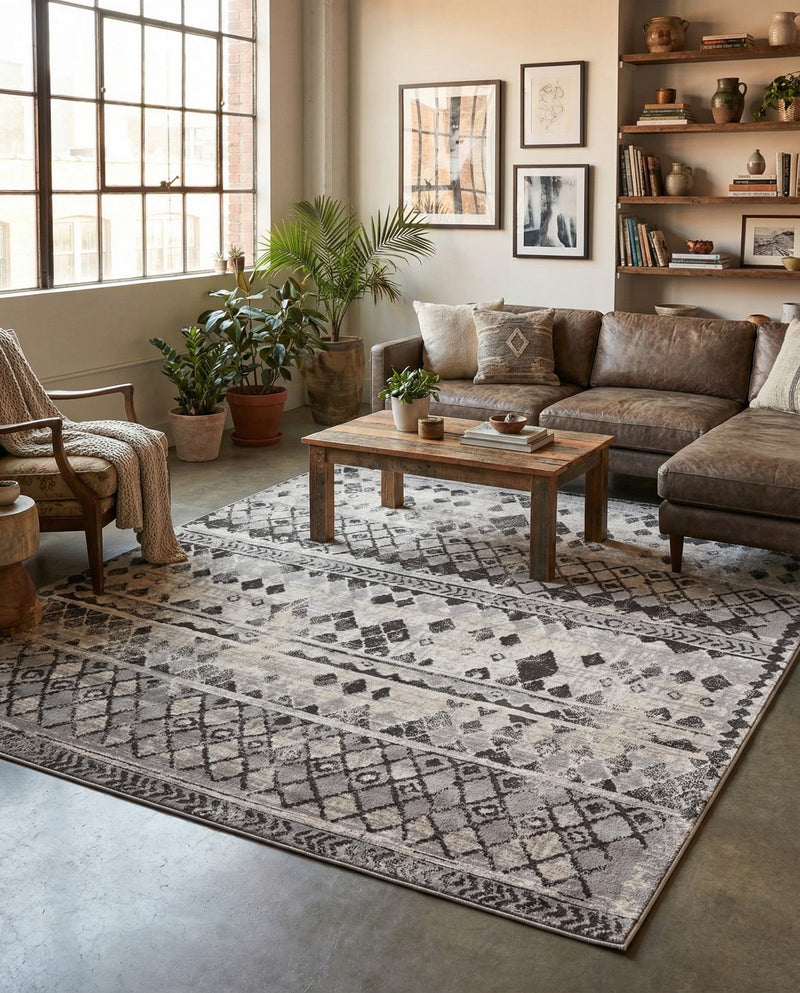 Dresden Elegance Collection Area Rug -  Zittau Rectangle Gray  lifestyle 12