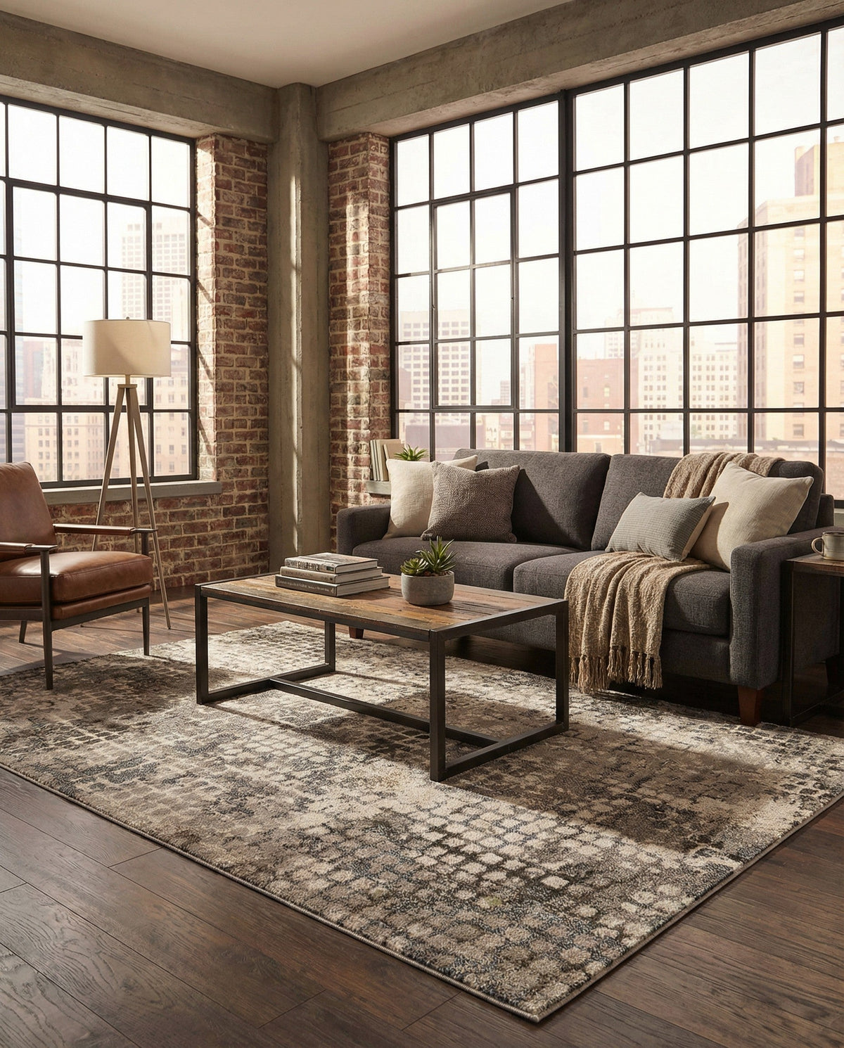 Chromatic Oasis Collection Area Rug -  Tropic Rectangle Gray  lifestyle 34