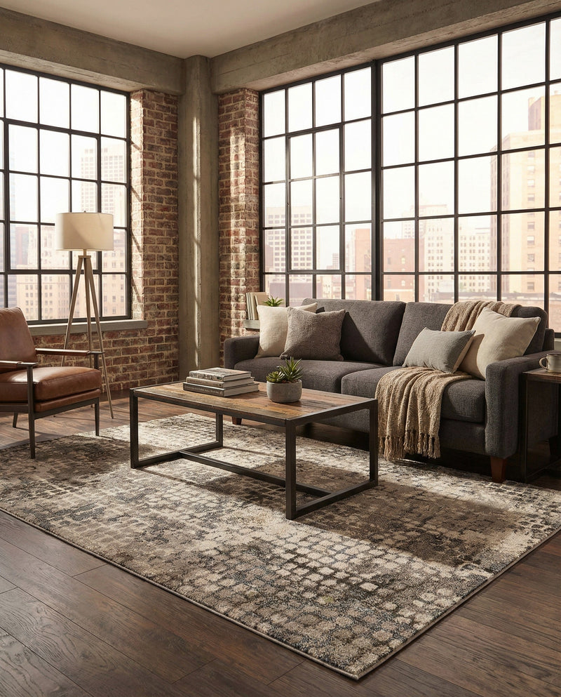 Chromatic Oasis Collection Area Rug -  Tropic Rectangle Gray  lifestyle 34