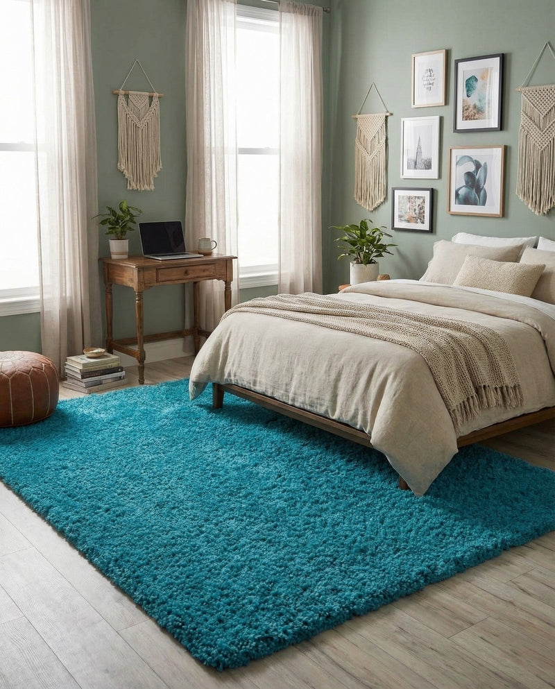 Plush Oasis Collection Area Rug - Serenity (Turquoise) Rectangle Turquoise  lifestyle 22