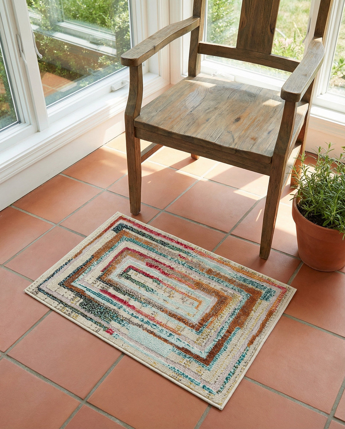 Outdoor Marrakesh Collection Area Rug -  Ouarzazate Rectangle Multi Beige  lifestyle 17