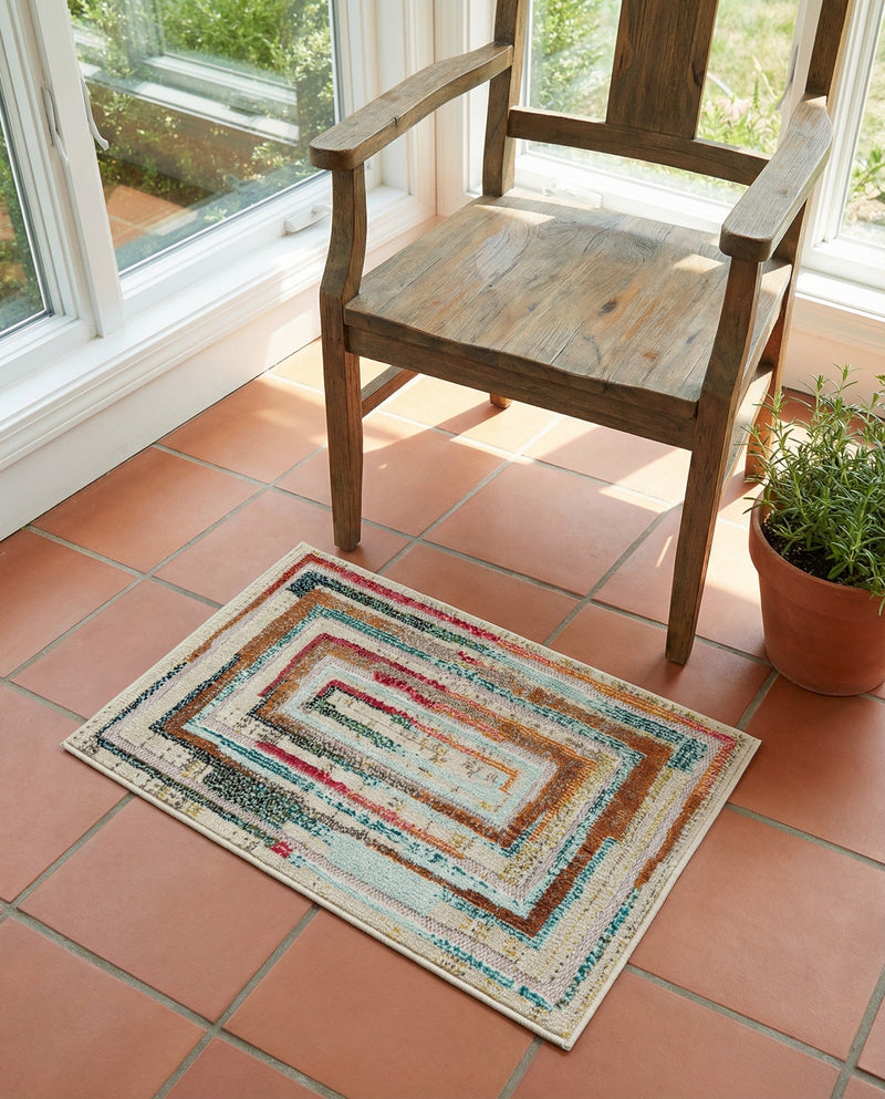 Outdoor Marrakesh Collection Area Rug -  Ouarzazate Rectangle Multi Beige  lifestyle 17