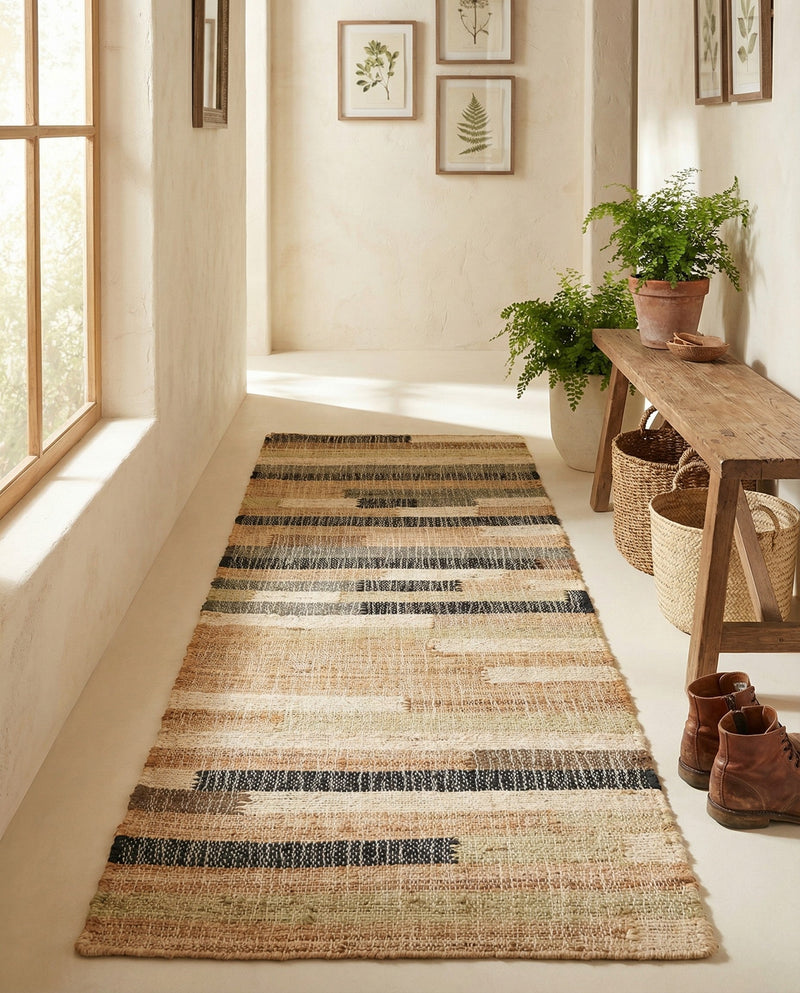 Benares Handwoven Jute Collection Area Rug -  Varanasi Runner Beige  lifestyle 39