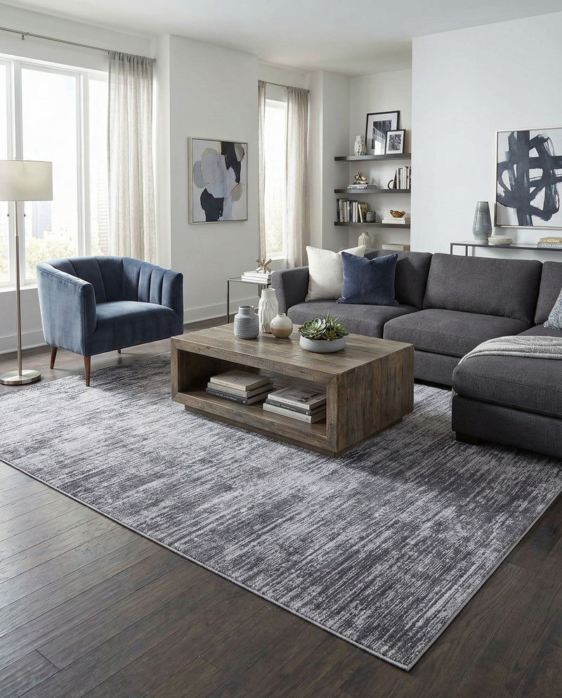 Sahara Essence Collection Area Rug - Oasis (Gray) Rectangle Gray  lifestyle 26