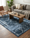 Aegean Elegance Washables Collection Area Rug - Santorini Rectangle Navy Blue  lifestyle 38