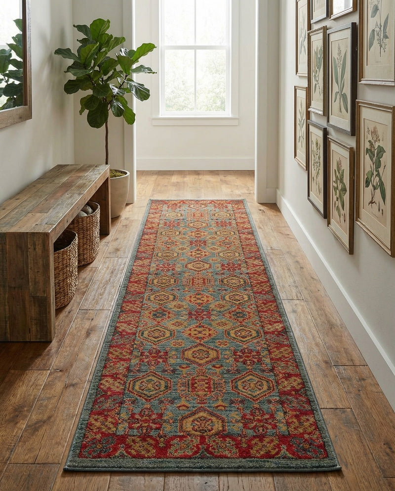 Persian Elegance Collection Area Rug -  Nain Runner Light Blue  lifestyle 45
