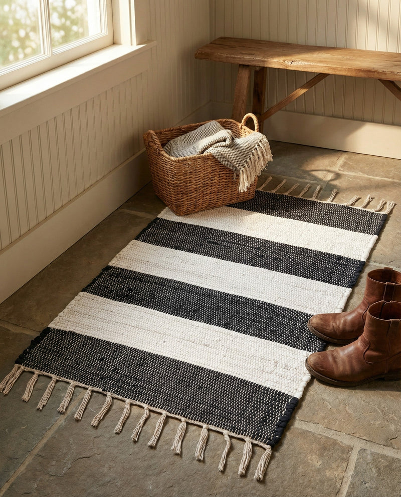 Tassel Trail Collection Area Rug - Pathway (Navy Blue) Rectangle Navy Blue  lifestyle 21