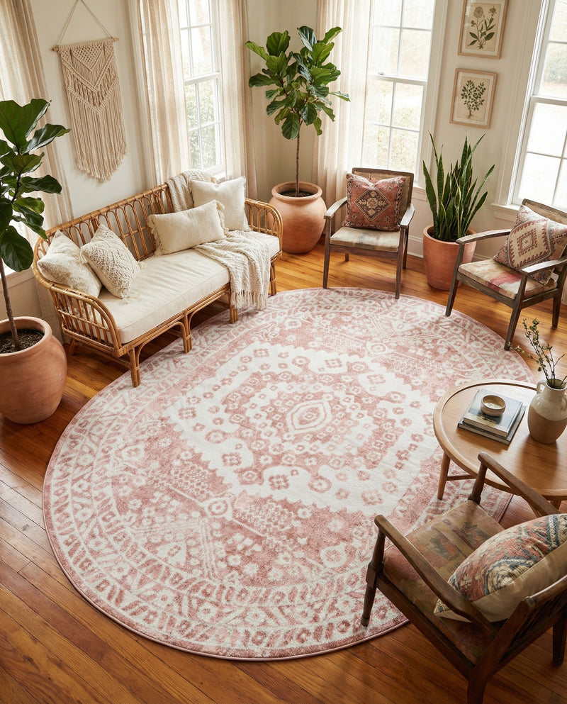 Cambridge Classics Collection Area Rug -  Pembroke (Pink) Oval Pink  lifestyle 50