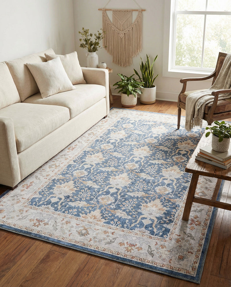 Heritage Elegance Collection Area Rug -  Forbidden Rectangle Navy Blue  lifestyle 11