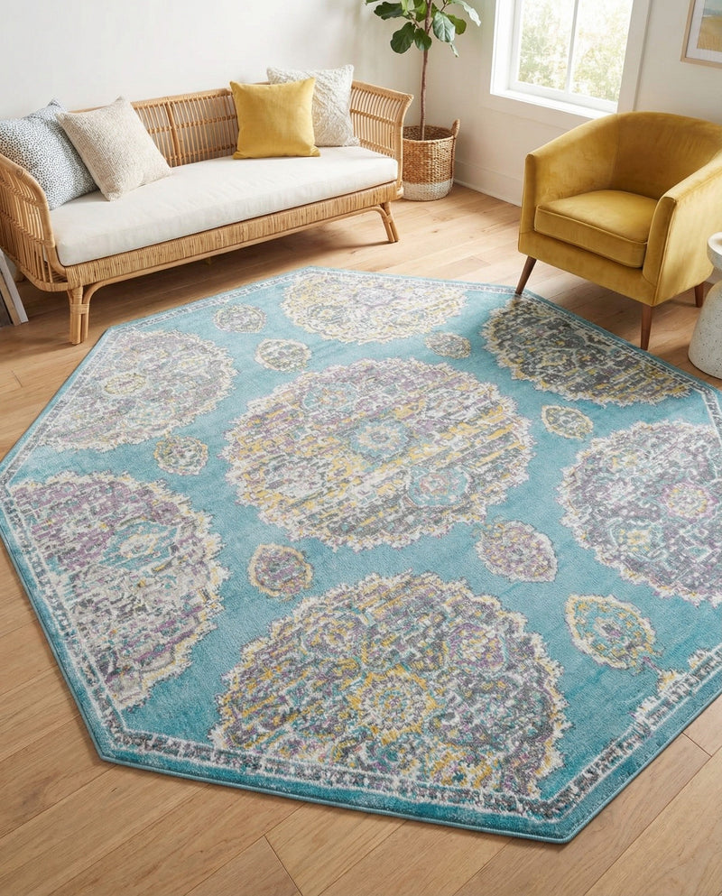 Arcadia Rugs Collection Area Rug -  Atlantis (Blue) Octagon Blue  lifestyle 42