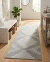 Seychelles Stripes Collection Area Rug - Mahe (Gray and Ivory) Runner Gray and Ivory  lifestyle 23
