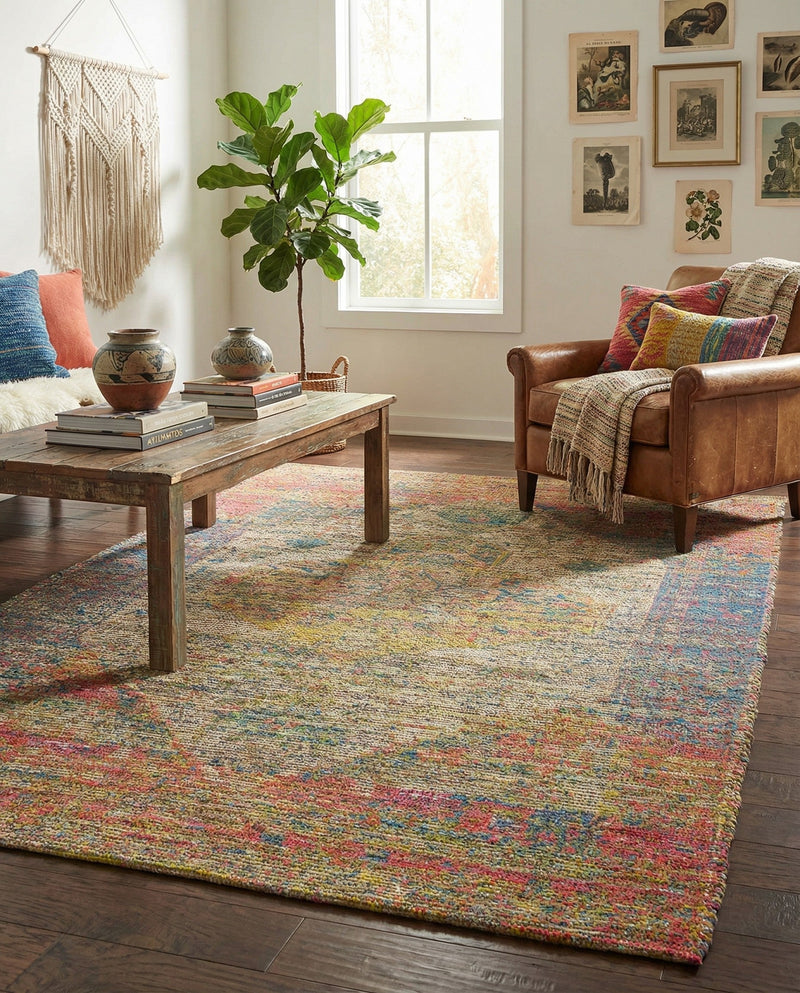 Savannah Threads Collection Area Rug - Sahara Rectangle Multi  lifestyle 37