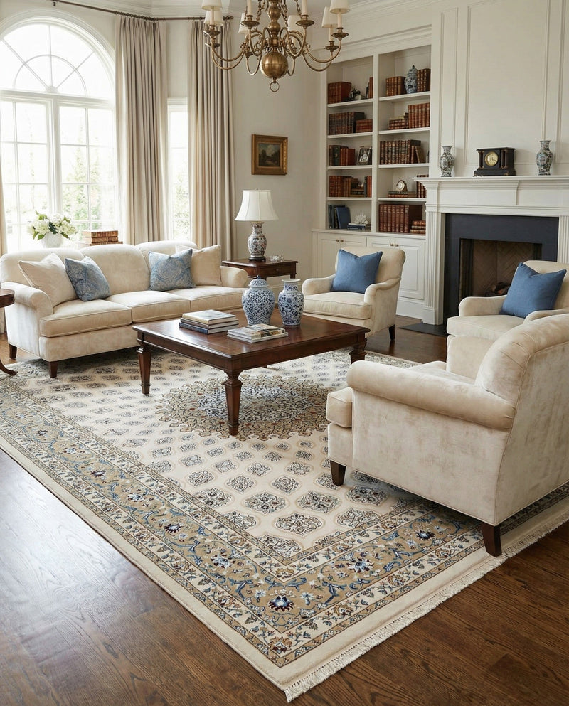 Persian Elegance Collection Area Rug -  Zanjan Rectangle Ivory  lifestyle 16