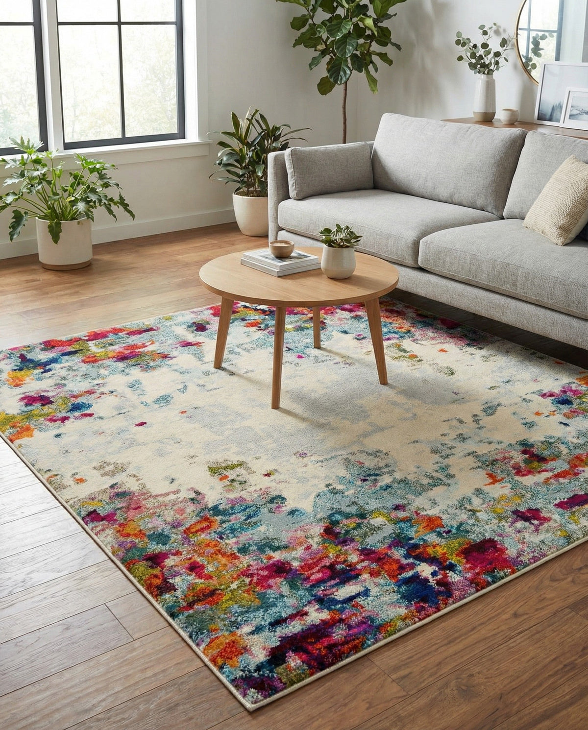 Chromatic Oasis Collection Area Rug -  Blush Square Multi  lifestyle 108