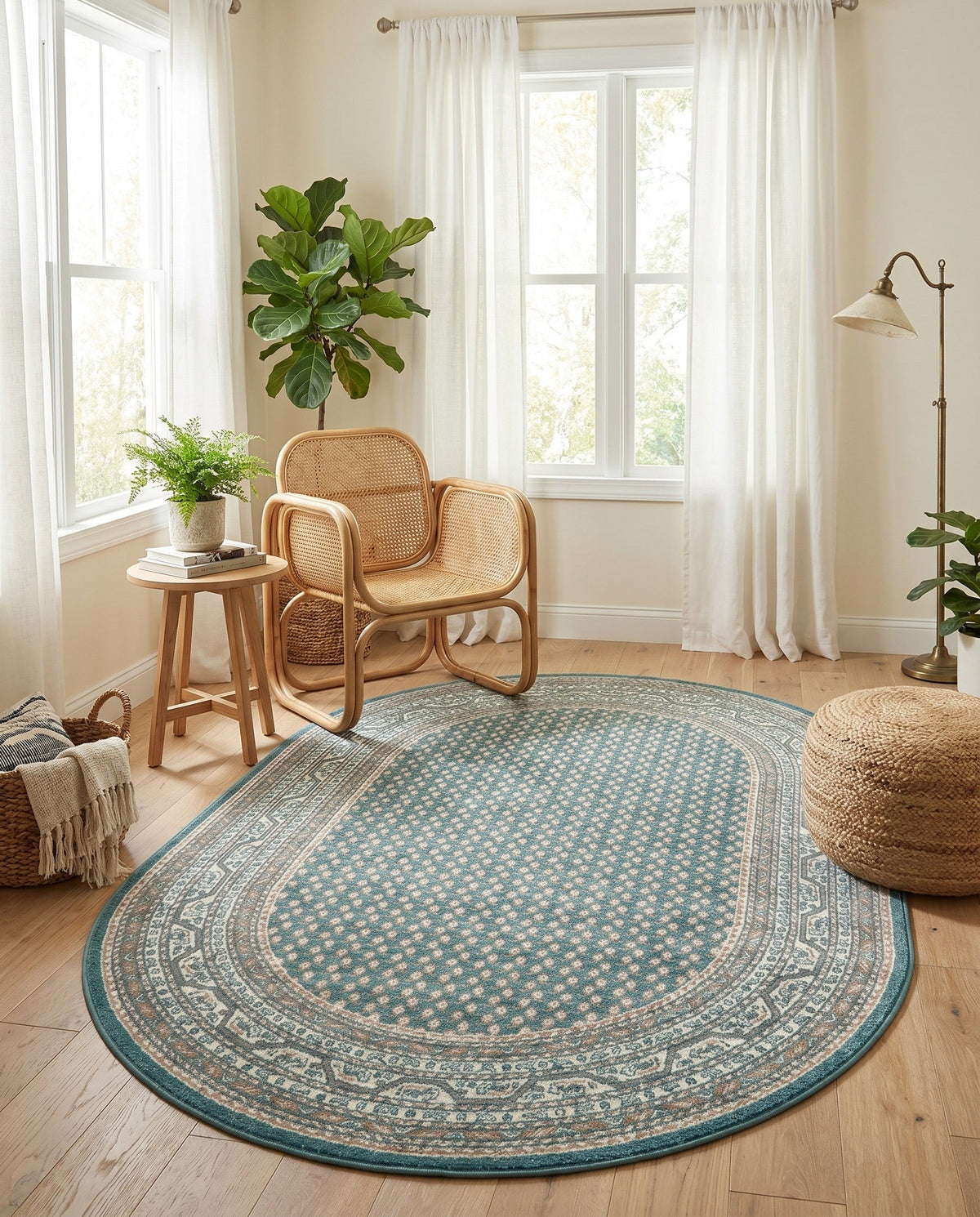 Soho Elegance Collection Area Rug -  Mercer (Turquoise) Oval Turquoise  lifestyle 80