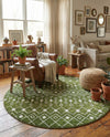 Mediterranean Lattice Collection Area Rug - Santorini (Green) Round Green  lifestyle 54