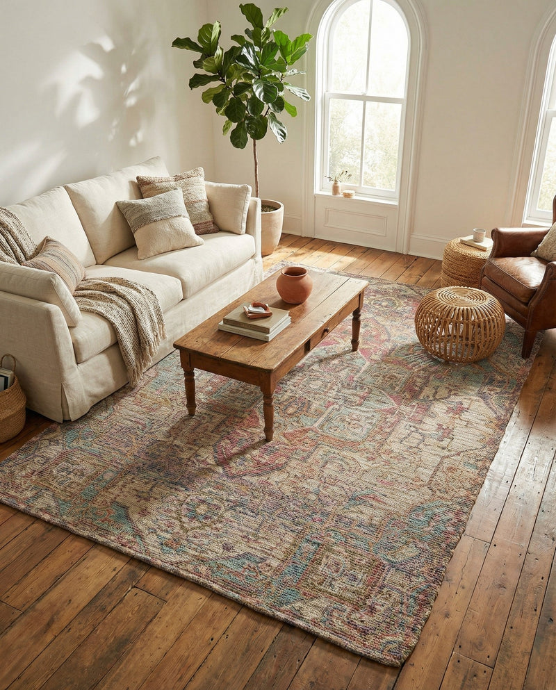 Savannah Threads Collection Area Rug -  Karoo Rectangle Antique Red and Blue  lifestyle 20
