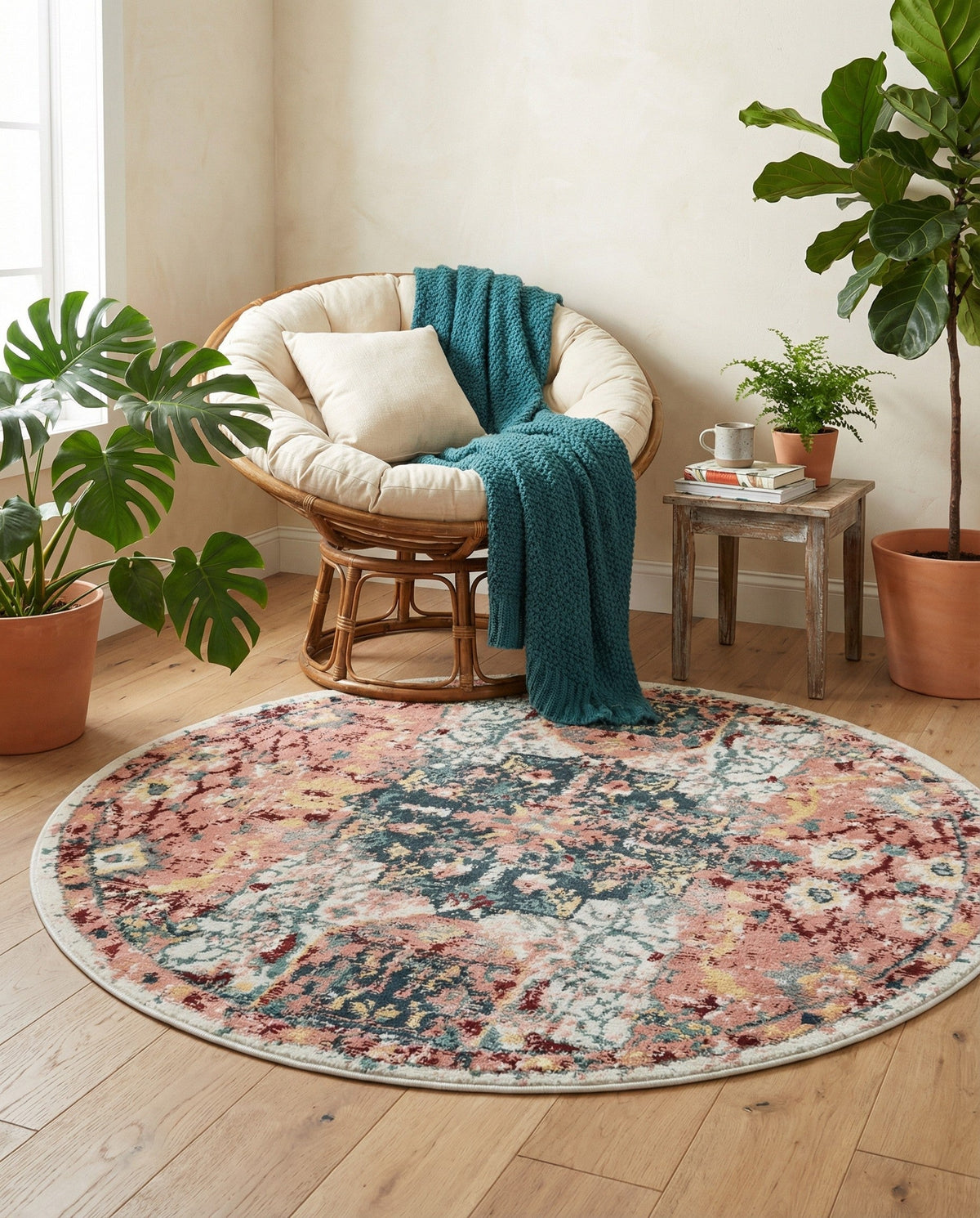 Savannah Elegance Collection Area Rug -  Azalea Round Pink  lifestyle 169