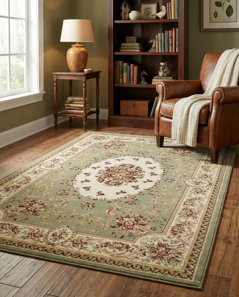 Versailles Elegance Collection Area Rug -  Bellevue Rectangle Green  lifestyle 10