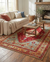 Patio Heritage Collection Area Rug -  Arbor Rectangle Red Green Blue  lifestyle 17