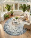 Riviera Elegance Collection Area Rug - Antibes (Light Blue) Oval Light Blue  lifestyle 78