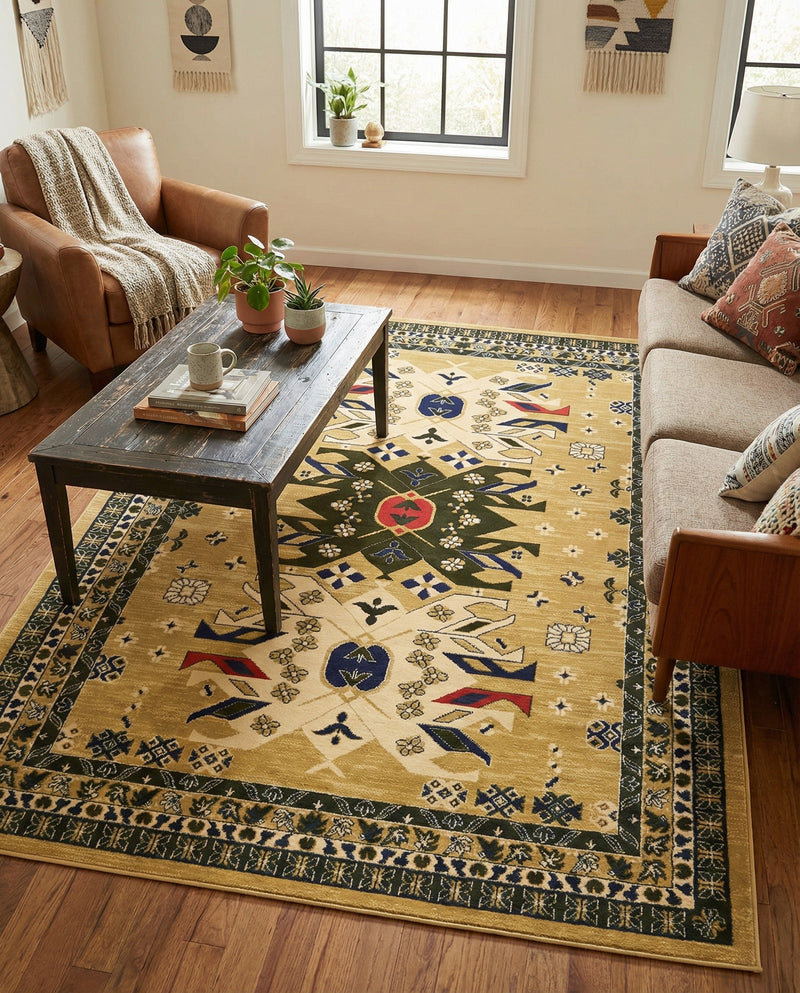 Tabriz Tapestries Collection Area Rug - Azerbaijan (Cream) Rectangle Cream  lifestyle 20