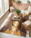 Thar Cotton Collection Area Rug -  Munnar Rectangle Brown Yellow Black  lifestyle 8