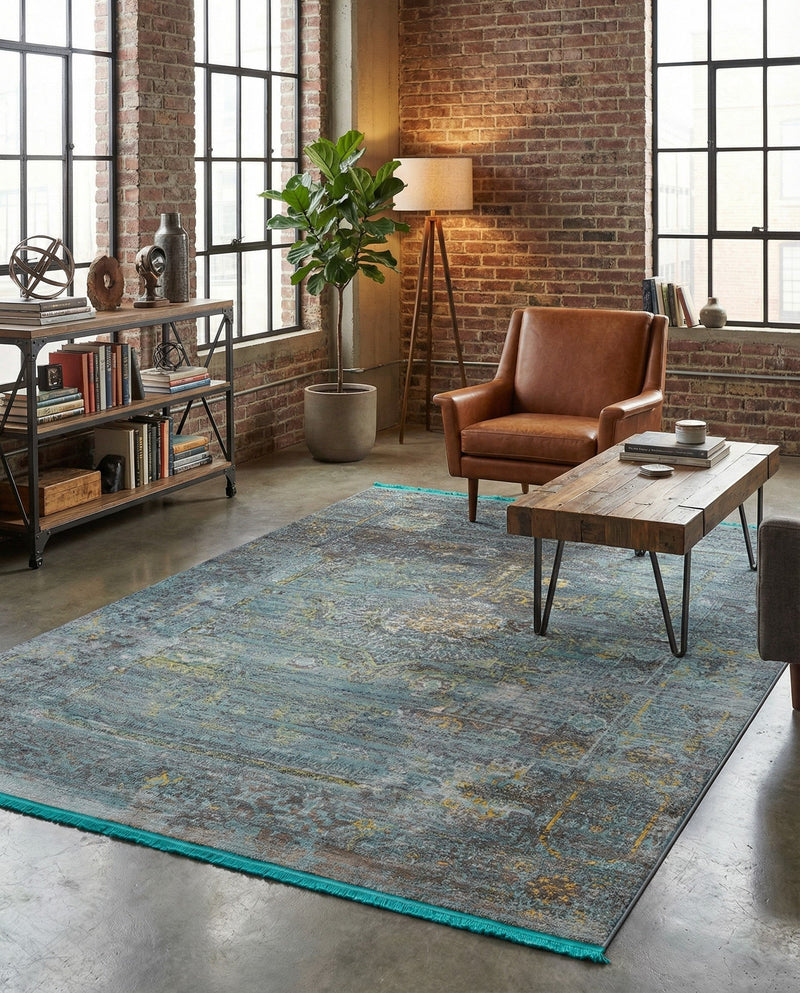 Caribbean Breeze Collection Area Rug -  Martinique Rectangle Turquoise  lifestyle 28