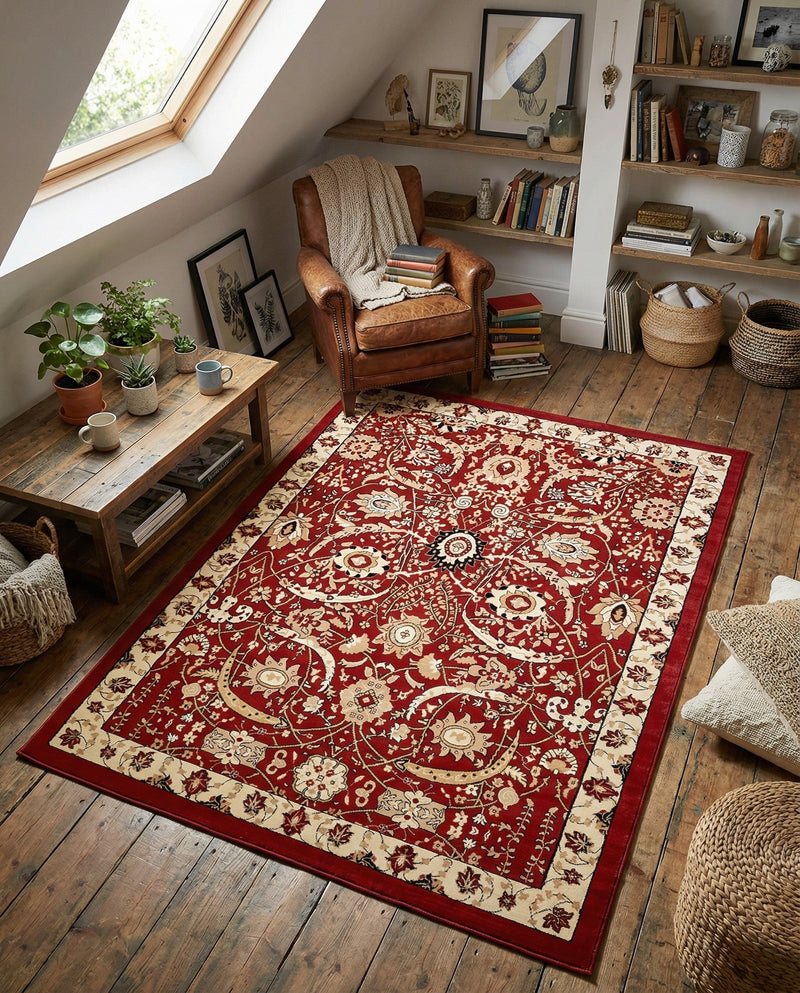 Tabriz Tapestry Collection Area Rug - Sahand (Red) Rectangle Red  lifestyle 13