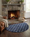 Lattice Gardens Collection Area Rug -  Bloomfield (Dark Blue) Hearth Dark Blue  lifestyle 49